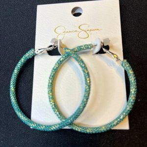Green Hoop Earrings